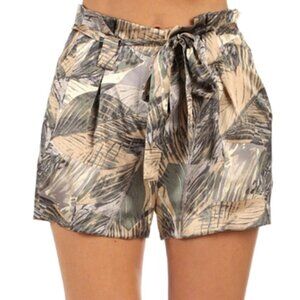 NWT L'Agence Alex Paperbag Silk Shorts Tropical Print Brown 6